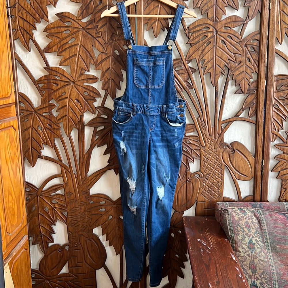 Intentionally frayed overalls